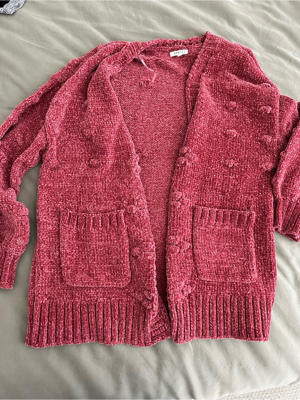 JODIFL Plush Open-Front Cardigan in Rose Pink